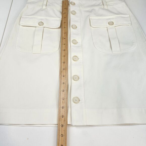 LOFT Cream Utility Skirt Button Front Safari Military Cotton Twill Size 12 - Picture 8 of 9